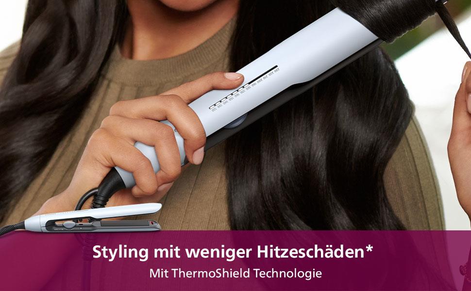 Випрямляч для волосся Philips серії 5000 з технологією ThermoShield, білий (BHS520/00)