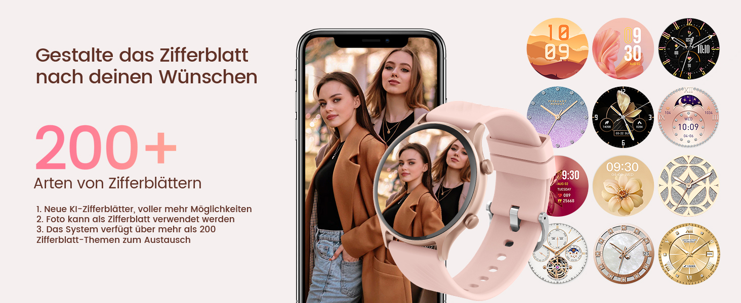 Смарт-годинник WalkerFit для жінок з Bluetooth-дзвінками, 1.39