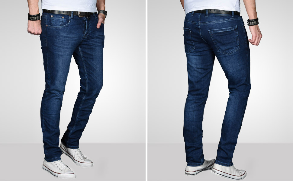 Чоловічі джинси Alessandro Salvarini Slim Fit з ефектом Washed, середньо-сині, стрейч (32W / 32L)