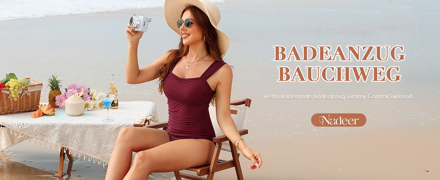 Світшот Badeanzug Damen: Одноцільний купальник з високою талією, Push Up, вінтажний, великі розміри, контроль живота, схуднення, пляжний, темно-зелений/рожевий з квітами