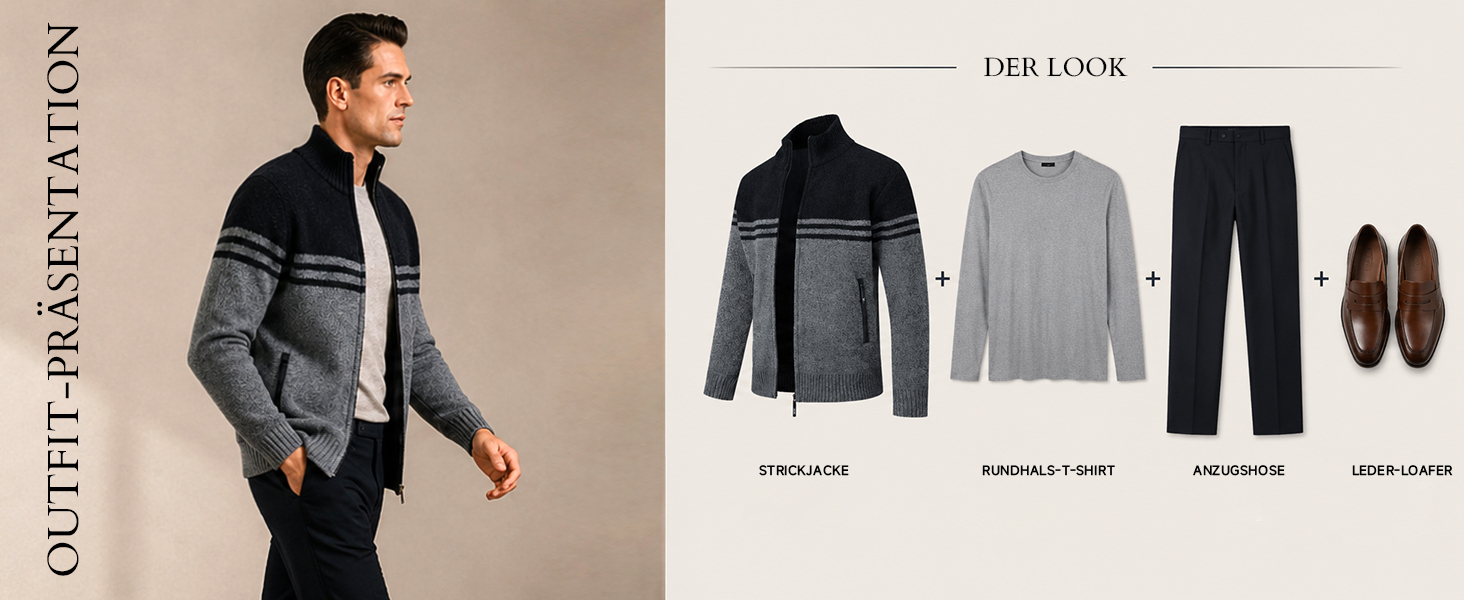 Чоловічий в'язаний кардиган Allthemen на блискавці, тепла зимова кофта грубим в'язкою, чорна, розмір L