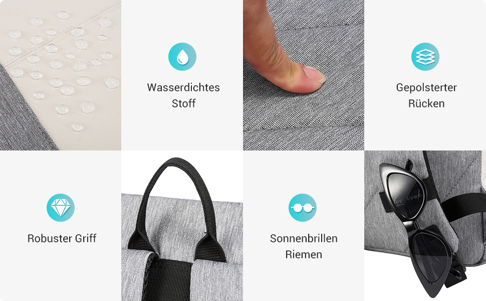 Жіночий рюкзак LOVEVOOK Elegant Daypack: водонепроникний міський рюкзак для ноутбука 17.3 дюйма, протикрадіжний відділ, для навчання та офісу (Бежево-сірий)