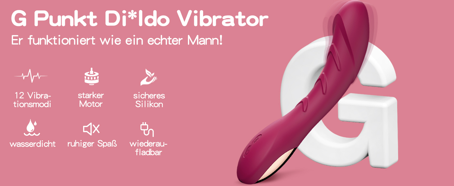 Вібратор G-Spot з силікону для жінок та пар, 12 режимів, реалістичний дизайн (червоний)