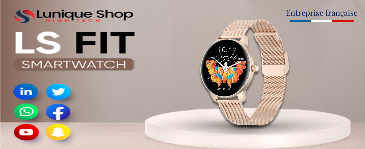Смарт-годинник LSFIT для жінок круглий Rosegold: фітнес-трекер з вимірюванням кров'яного тиску, крокоміром та моніторингом сну, сумісний з Android та iOS
