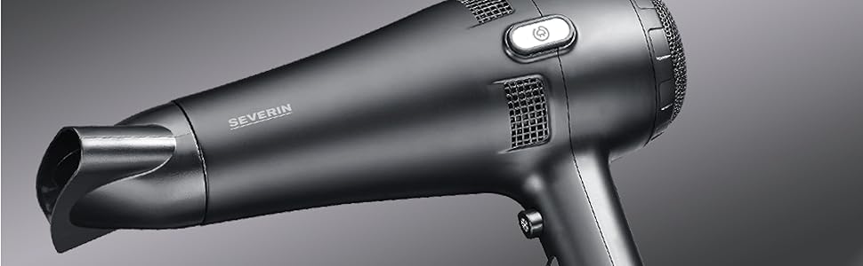 Фен для волосся Severin HT 0165 з автоматичним намотуванням кабелю, 2100 Вт, з дифузором та концентратором, 3 рівні температури, чорний