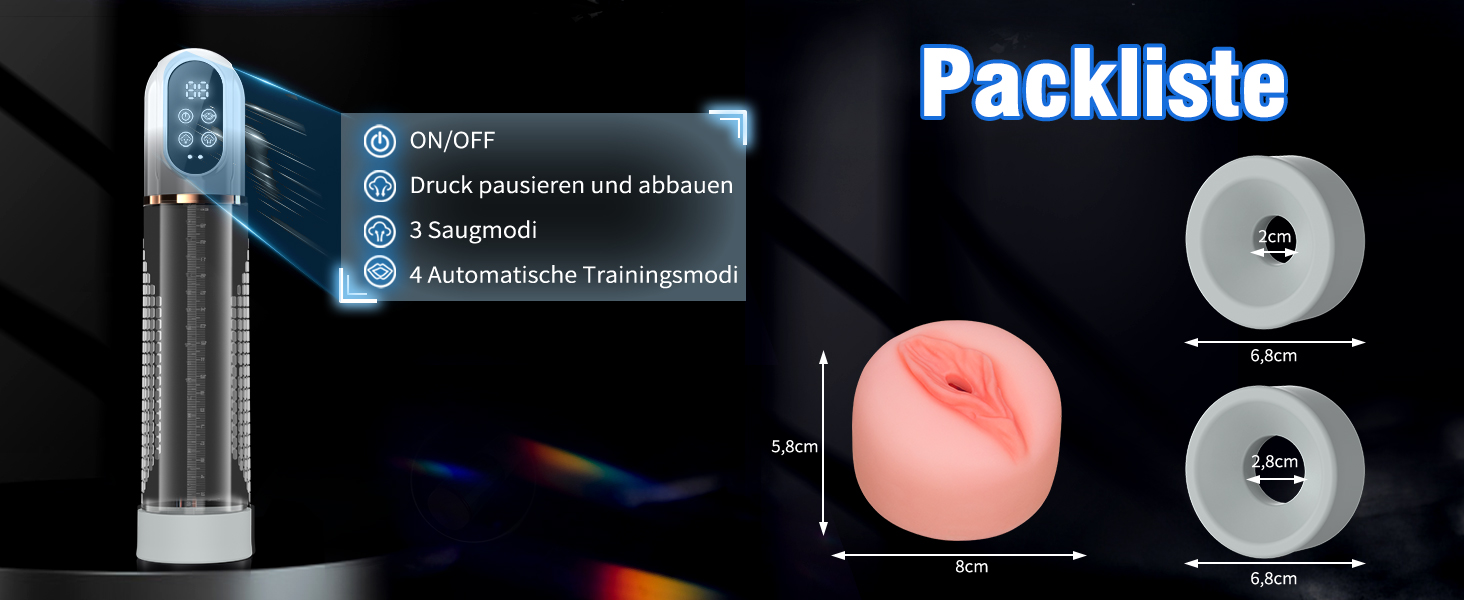 Пумпа для статевих органів HIVEFUN для чоловіків, секс-іграшка мастурбатор з 4 режимами всмоктування та 3 автоматичними режимами тренування, водонепроникна IPX7, сірий колір