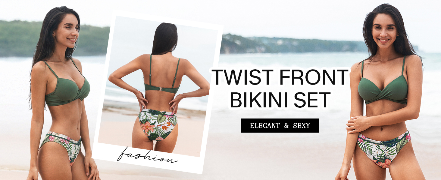 CUPSHE Бійкіні жіночий комплект: топ з пуш-ап, скросовер, двочастинний купальник, пляжна мода, чорний, леопардовий принт