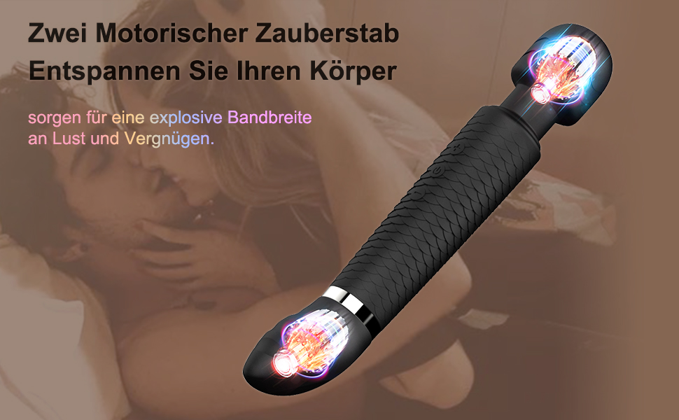 Масажер вібраційний Doppelkopf для тіла та зони G, чорний. Водонепроникний масажер-стимулятор з подвійним мотором