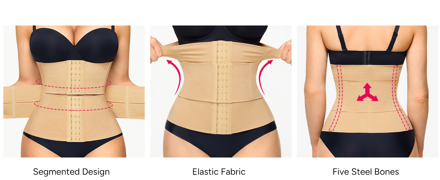 Коригуючий корсет для жінок KUMAYES Waist Trainer — моделюючий одяг для талії та живота, бежевий
