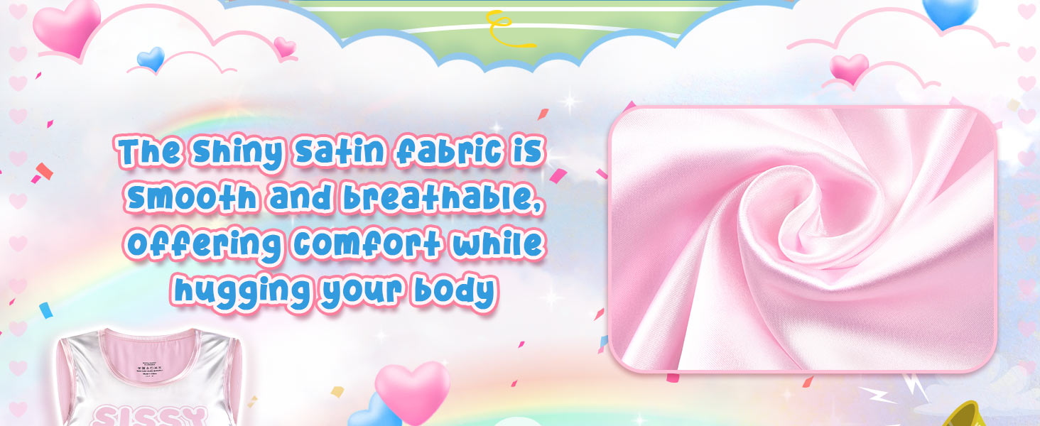 Рожевий боді-комбінезон LittleForBig Sissy з атласу, без рукавів, розмір XL