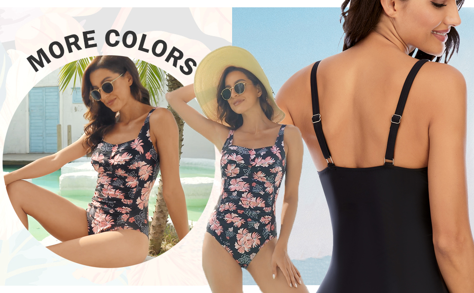 Купальник суцільний жіночий Monokini з регульованими бретелями, чорно-рожевий з квітковим принтом, розмір XL