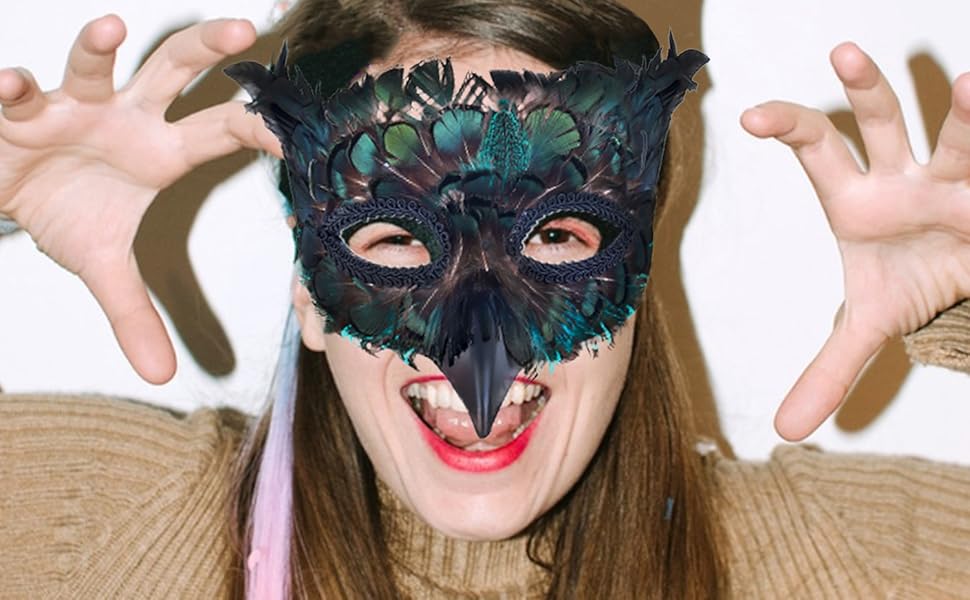 Венеціанська маска для жінок та чоловіків, маска для маскараду, чорна маска з пір'ям, маска ворона для карнавалу, Фашінгу, Хелловіну, косплею, аксесуари до костюма