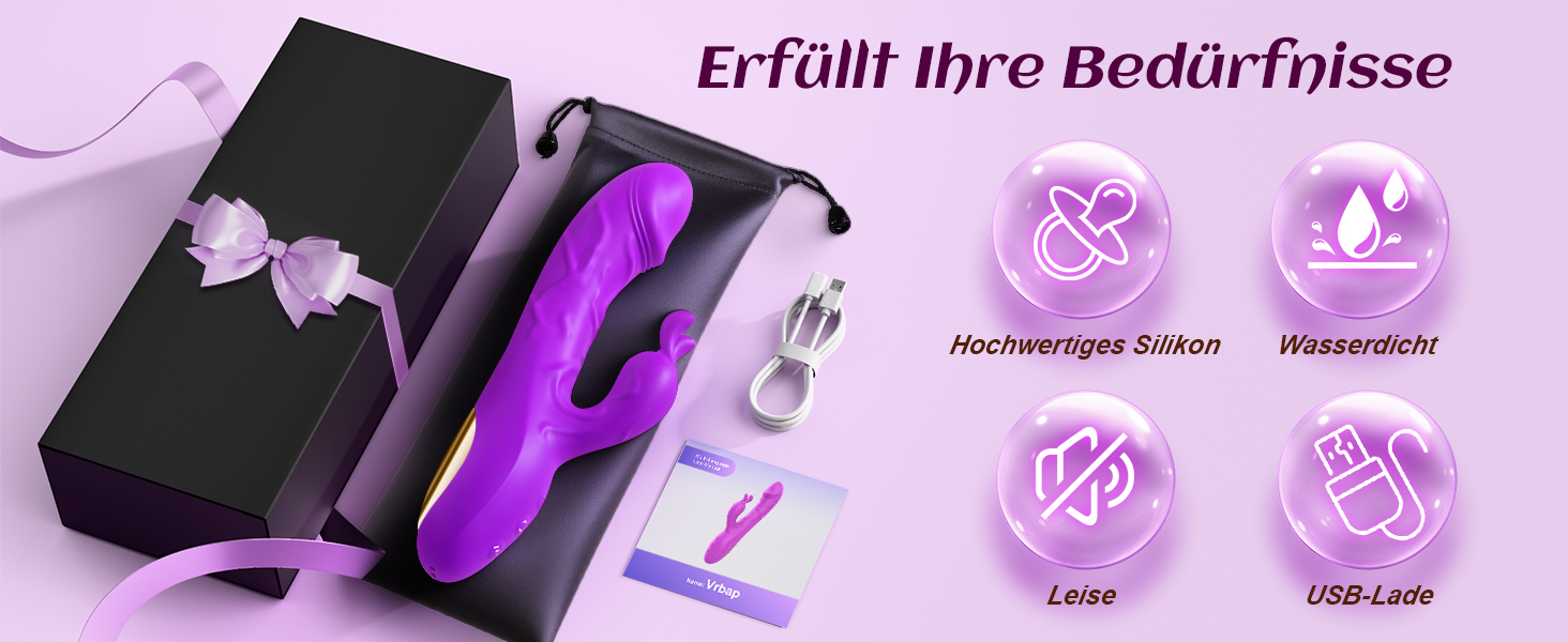 Вібратор для жінок Гобокен: кролик з 10 режимами вібрації, G-точка, кліторальний та анальний вібратор, для пар та індивідуального використання