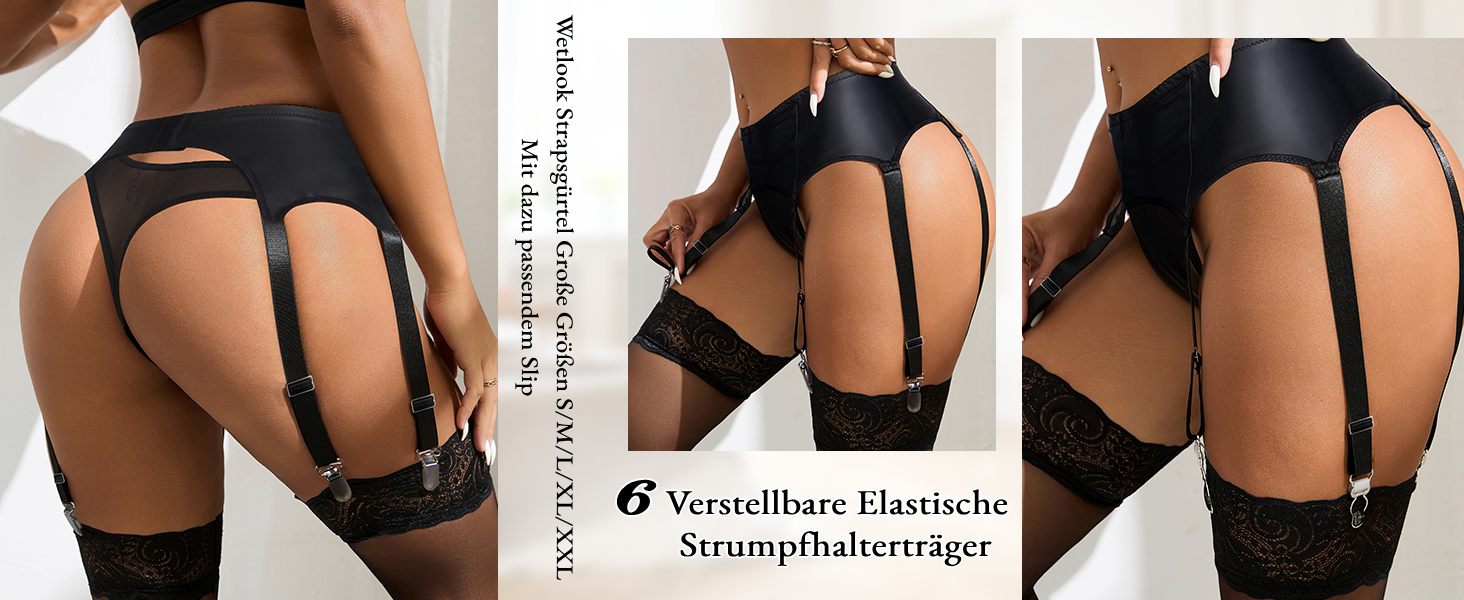 Спідниця-стрінг з шкіряними стрічками для жінок, великі розміри, чорний XL