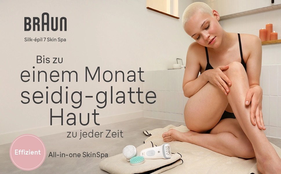 Епілятор для жінок Braun Silk-épil 7 7-011, сріблястий: для вологого та сухого використання, водонепроникний, з насадкою-шавером та набором аксесуарів (1+4), сумка в комплекті
