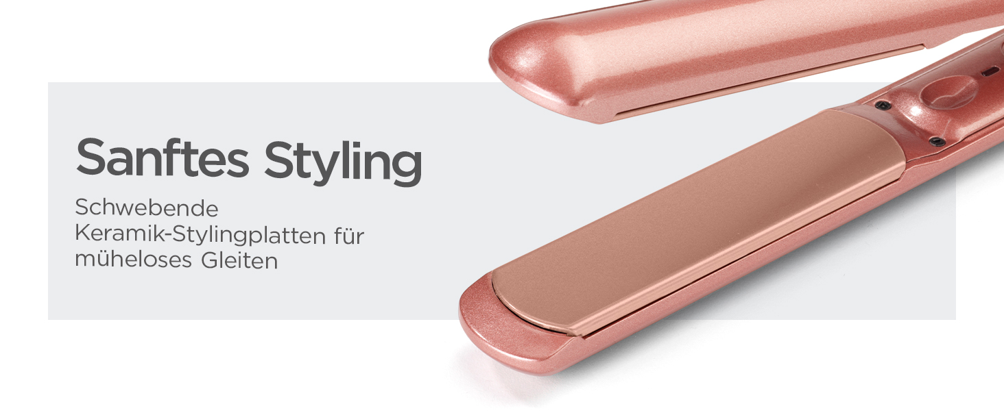Випрямляч для волосся BaByliss Rose Gold 2598PE з керамічними пластинами, регулювання температури до 235°C, швидкий нагрів, універсальна напруга