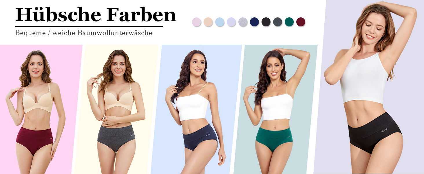 Труси жіночі Anqier, 5 шт. бавовна, висока талія, дихаючі, м'які, кремового кольору, S