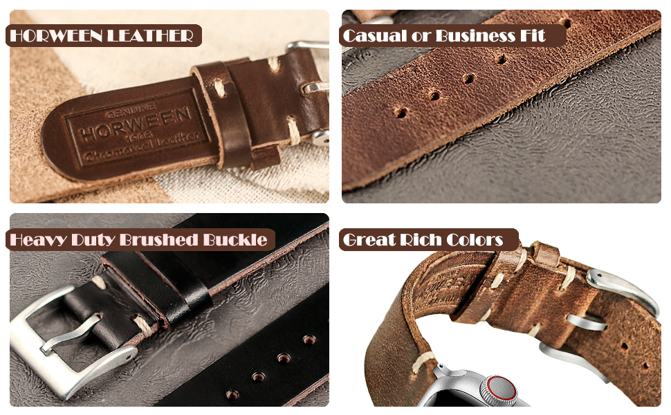 Шкіряний ремінець для годинника Horween Vintage з швидкознімним кріпленням, коричневий, 20 мм