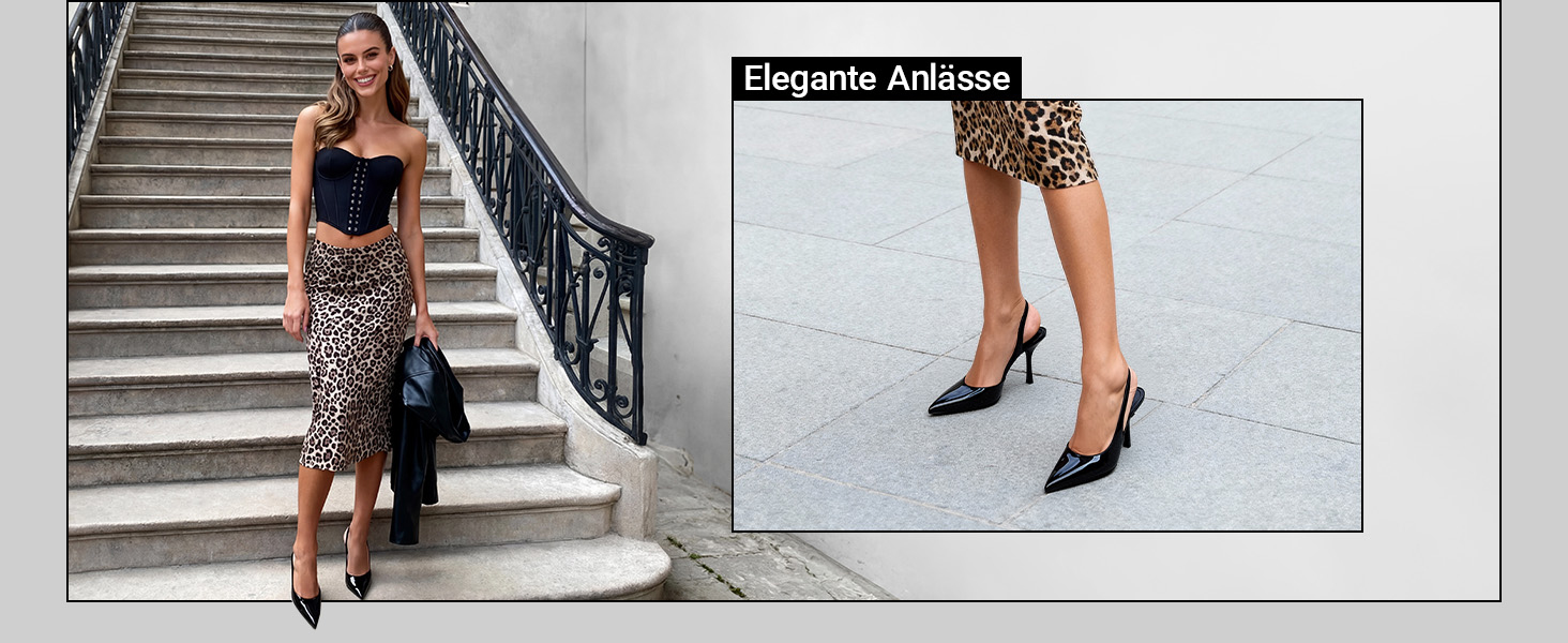 Жіночі туфлі-човники Slingback DREAM PAIRS з відкритим задником, чорні, лаковані, розмір 39 EU