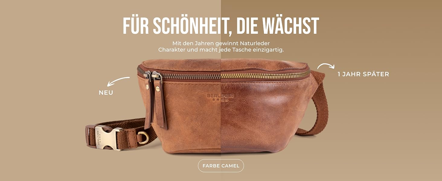 Шкіряна косметичка для подорожей Berliner Bags Vintage Kulturbeutel Max, велика сумка для гігієни з 2 відділеннями, унісекс, колір коричневий камель