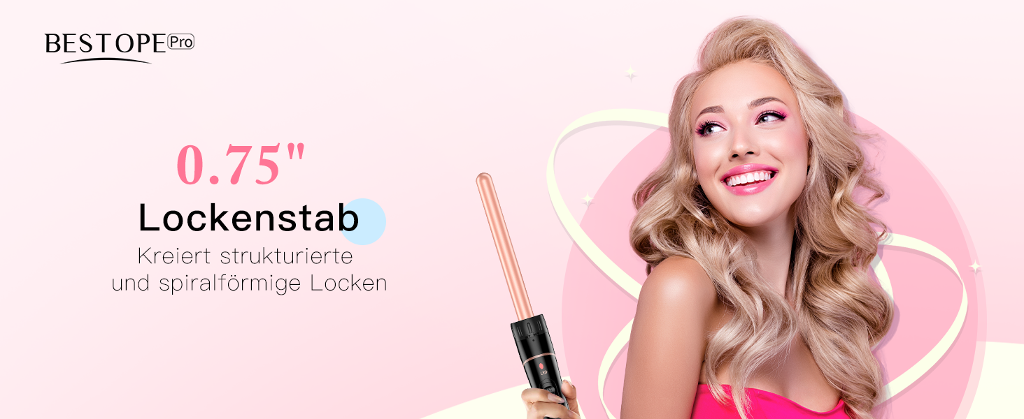 Мультистайлер для волосся BESTOPE PRO 6-in-1: набір плойок для великих та малих локонів, регулювання температури, колір Розове золото
