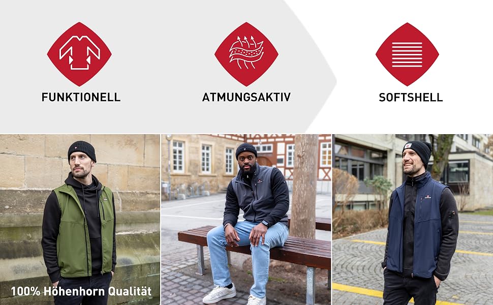 Чоловіча жилетка Softshell Höhenhorn Allalin для активного відпочинку та бігу, чорна, розмір L