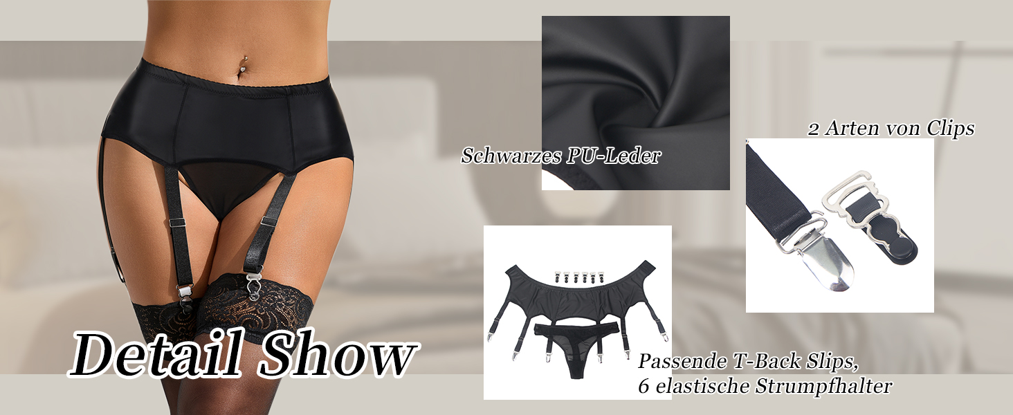 Жіночий корсетний пояс з PU-шкіри, широка стрічка, тримач панчіх, великий розмір, сексуальний аксесуар, комплект спідньої білизни, геттер-белт з панчішними гачками (12 кліпс) чорного кольору, XXL