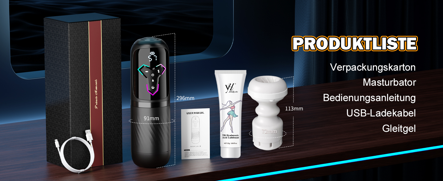 Мастурбатор для чоловіків KI-Interaktion з 10 вібраціями, 7 режимами розтягування та 5 режимами стимуляції. Секс-іграшка з підігрівом та керуванням через APP