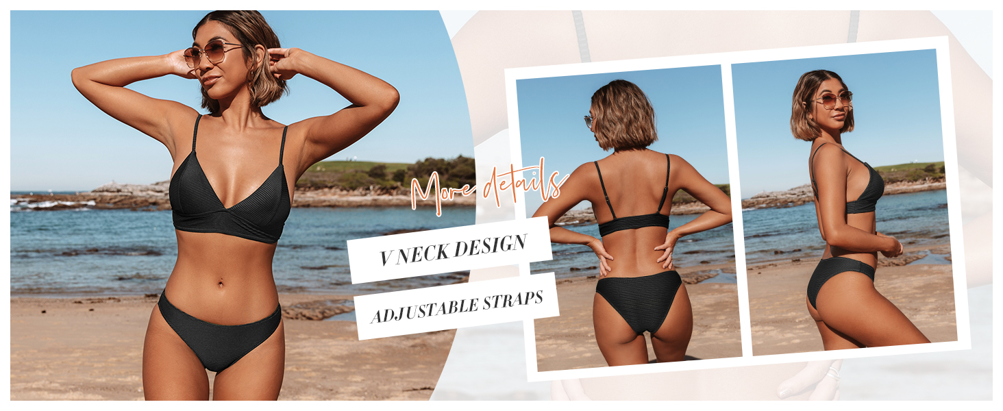 CUPSHE Купальник жіночий: двочастинний бікіні з високою талією, блакитний