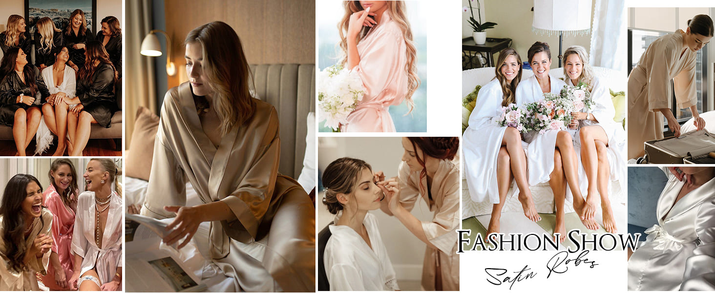 Халат жіночий атласний Ecouaer, легкий, довгий, з кишенями, S-XXL, колір шампань