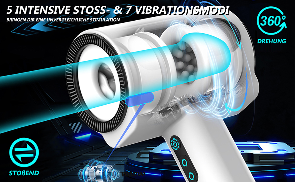 Масажер для чоловіків з телескопічною головкою, 5-позиційний, 7-вібраційний, інноваційний подвійний дизайн