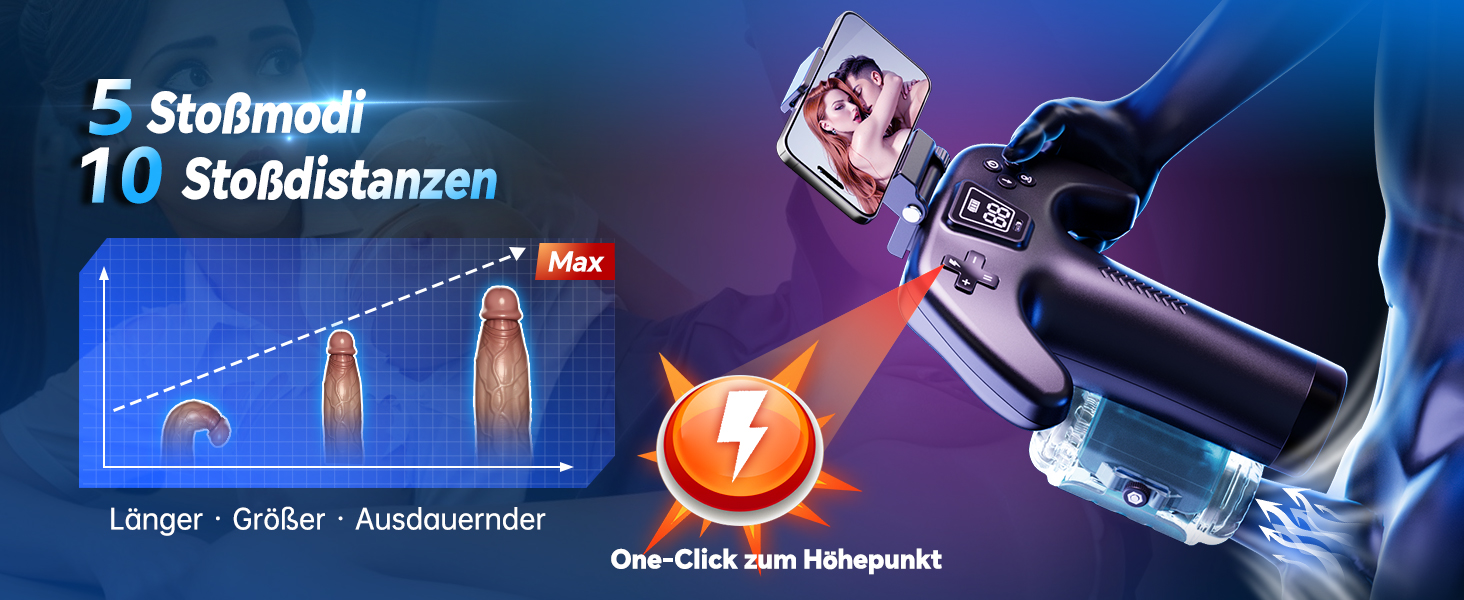 Електричний мастурбатор для чоловіків з тримачем для телефону та двосторонніми кнопками, 5 режимів, 1-10 см хід, мастурбатор для чоловіків