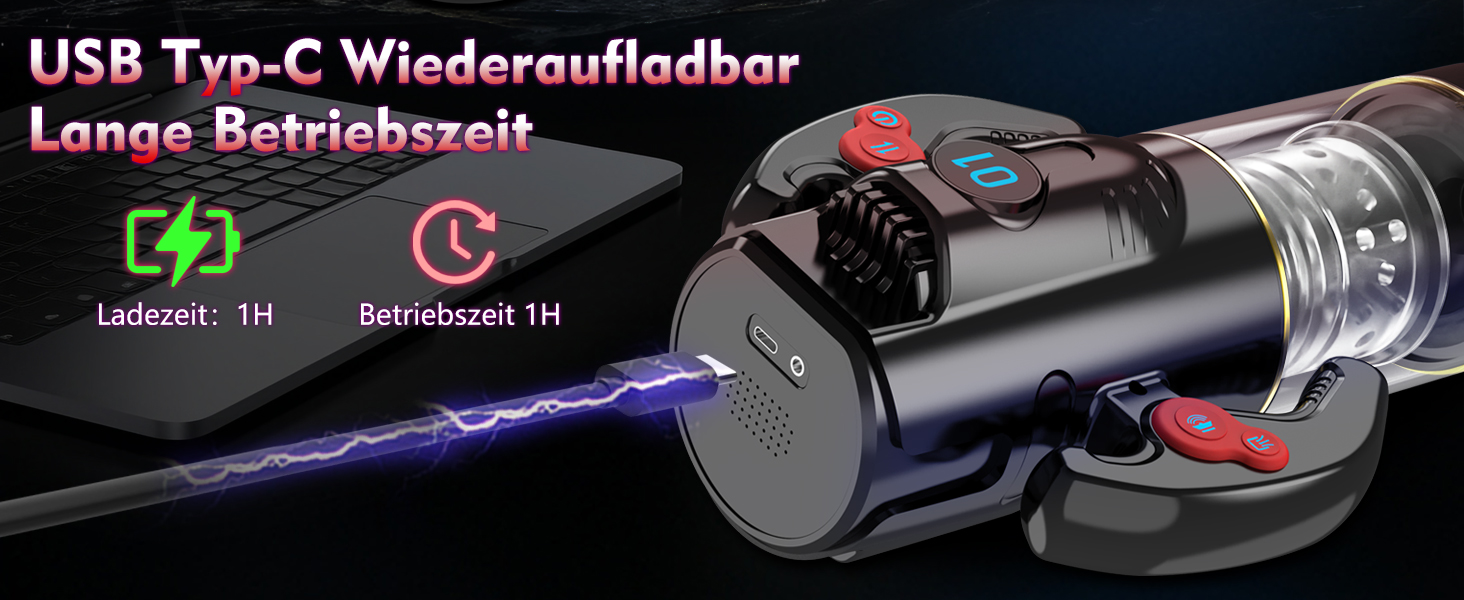 Електричний масажер для чоловіків з телескопічною функцією та режимами вібрації та обертання, портативний секс-іграшка для чоловіків