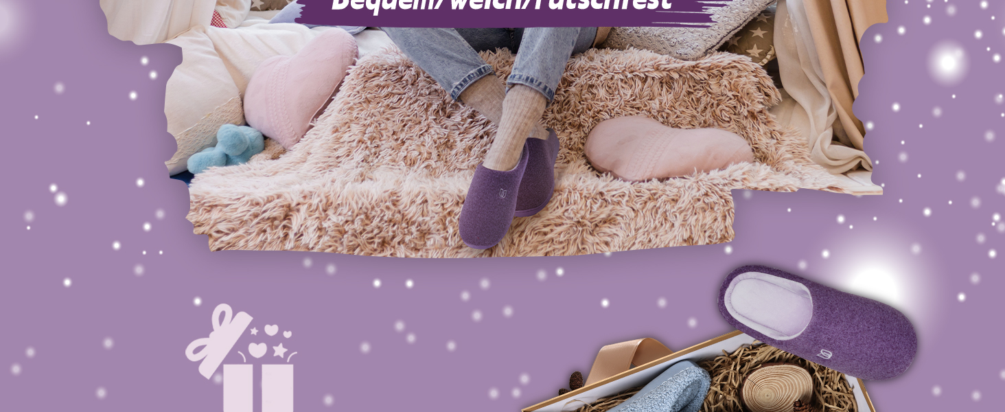 Жіночі домашні капці WateLves з ефектом пам'яті (Memory Foam), теплі зимові та осінні тапочки з штучним хутром, протиковзкі м'які капці для дому та вулиці (Фіолетові, 38/39 EU)