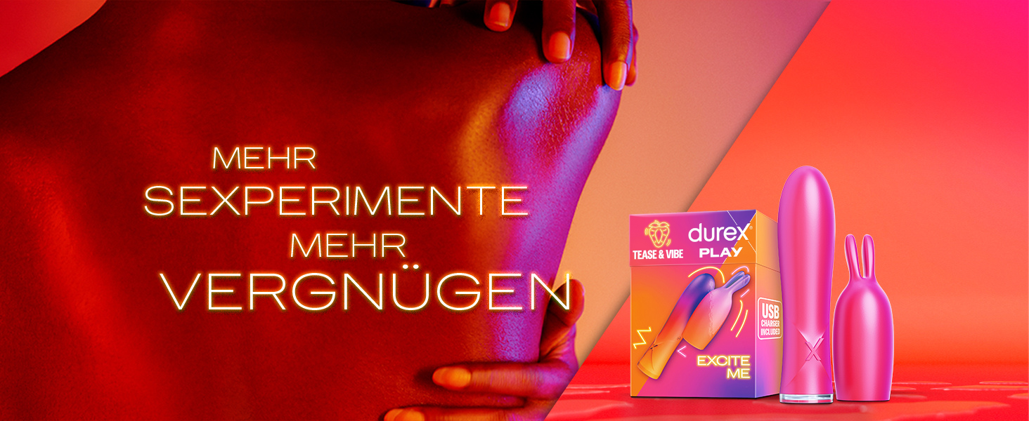 Вібратор Durex Tease & Vibe 2-в-1 з тезером - секс-іграшка для жінок, чоловіків та пар, 7 режимів вібрації, USB-зарядка, водонепроникний