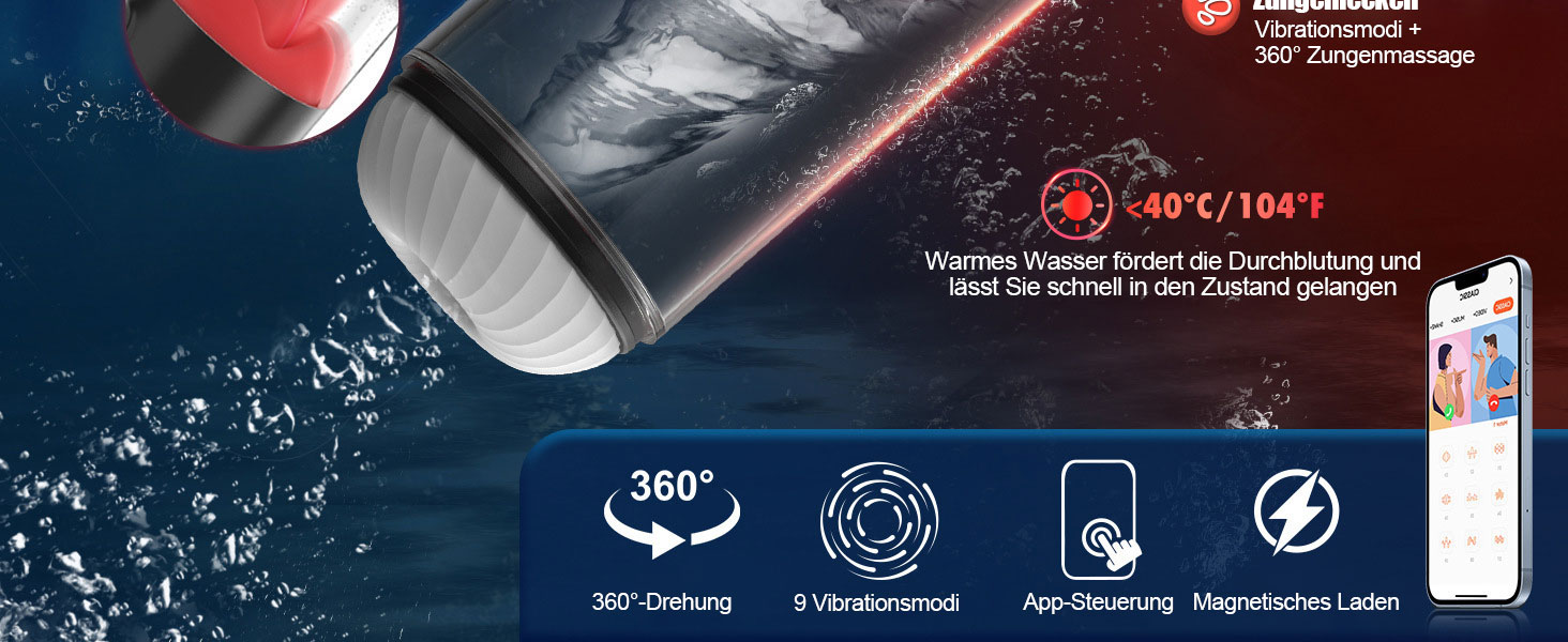 Електричний мастурбатор для чоловіків з 9 вібраціями та 360° змиканням язика, пеніс-насос, секс-іграшка