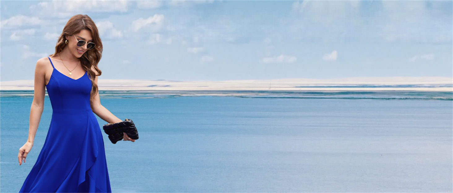 Сукня коктейльна DRESSTELLS для вечірки: елегантна, темно-синя, на бретелях, довжина до колін