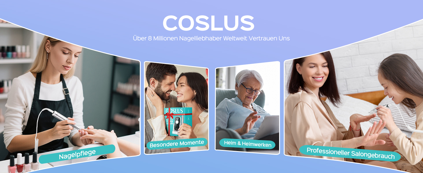 Професійний електричний апарат для манікюру та педикюру COSLUS E51, 40000 об/хв, набір 6-в-1 для нарощених нігтів (гель, акрил), портативний, білий