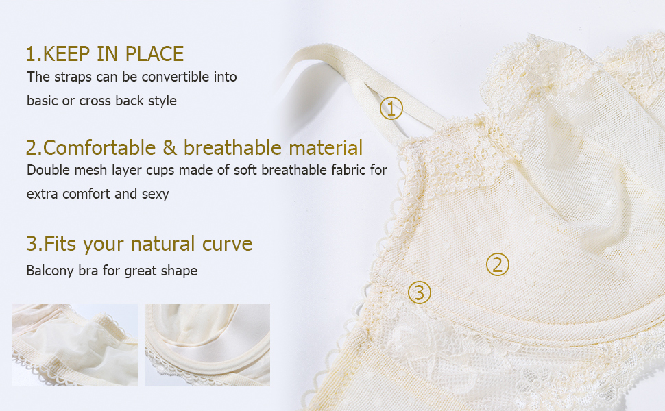 Дизайнерський бюстгальтер Lemorosy для дівчаток Dirndl з кісточками Push Up мереживний Balconette напівчашка прозорий бюстгальтер 75E чорний