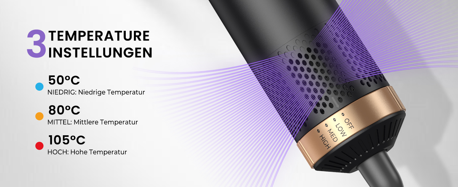 Мультистайлер для волосся 5 в 1 MogaWave Airstyler Pro 1000W: фен-щітка, плойка для локонів, об'ємний стайлер з іонізацією, чорний