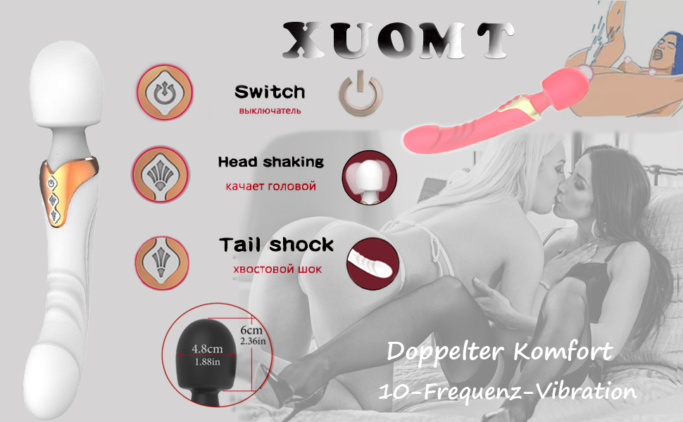 Вібратор Doppelkopf для жінок з функцією імпульсу, 10 режимів вібрації, силікон, G-точка, тихий та потужний масажер, секс-іграшка для жінок та пар, чорний