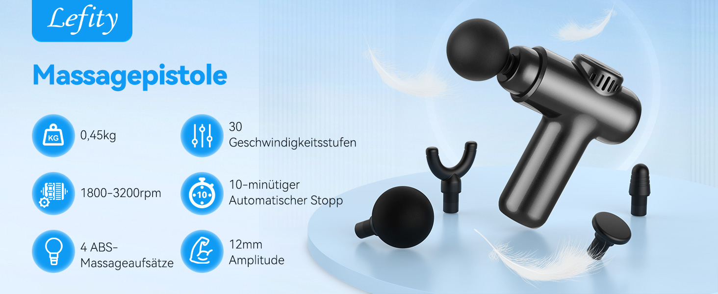 Міні-масажер перкусійний Mini Massage Gun для глибокого масажу тканин, 30 рівнів швидкості, LCD-дисплей, портативний пістолет від м'язового болю та скутості