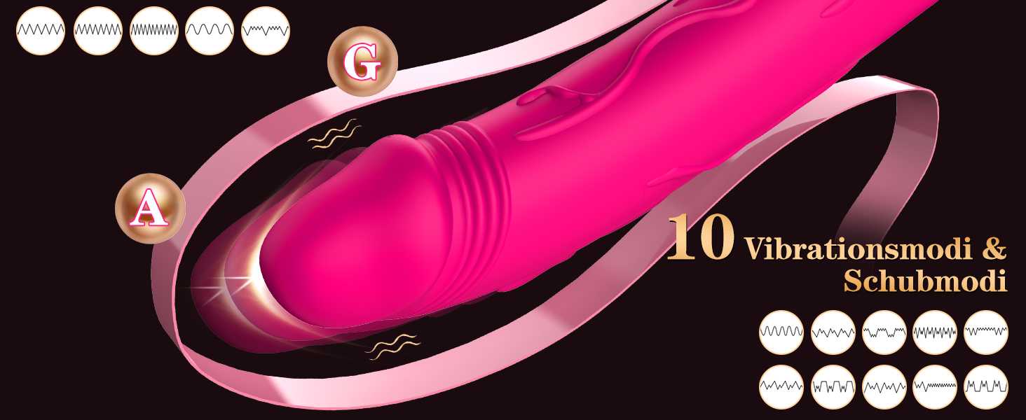 Вібратор для жінок Rabbit з кліторальною стимуляцією, Dildo, стимулятор G-точки, 10 вібраційних режимів, анальний вібратор, іграшка для дорослих, для пар (рожевий)