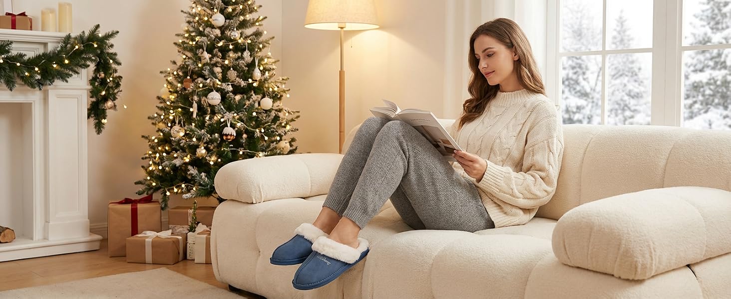 Зимові домашні капці Donpapa унісекс з ефектом пам'яті (Memory Foam) та штучним хутром, колір каштановий, розмір 38.5/40 EU