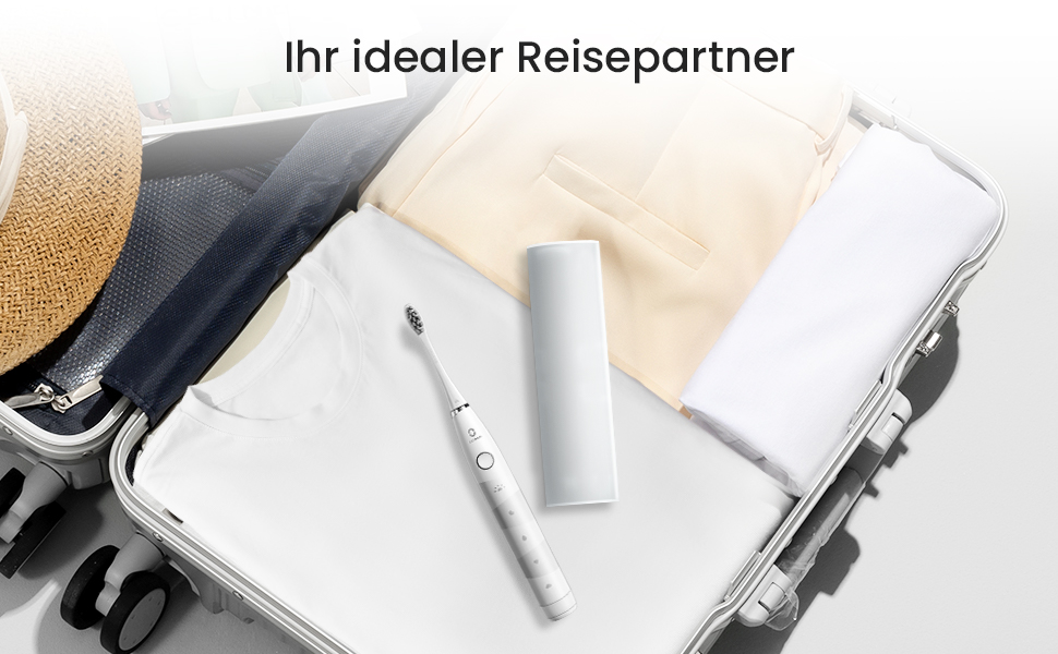 Електрична сонічна зубна щітка Oclean Flow Gift Set, біла: 5 режимів, 6 насадок, дорожній футляр, водонепроникність IPX7, акумулятор на 180 днів