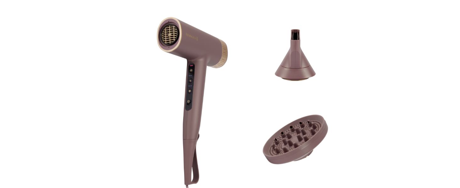 Фен для волосся Remington AIRvive EC8930 з безщітковим цифровим двигуном, іонною технологією та анти-фриз ефектом, 12 рівнів налаштувань, дифузор та насадка для стайлінгу