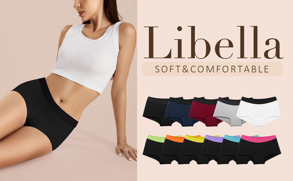Жіночі труси-хіпстери Libella, набір 6 шт, бавовняні боксери з м'яким еластичним поясом, розмір M, багатоколірні
