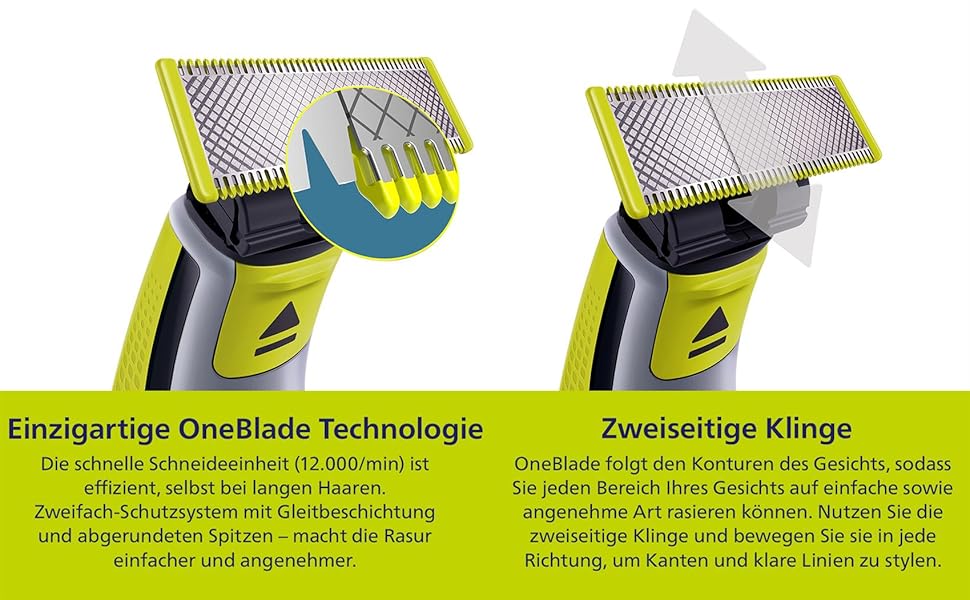 Електричний тример та бритва PHILIPS OneBlade 360 Face & Body QP2834/31 для обличчя та тіла, з 3 лезами 360, 4 насадками-гребінцями та 2 насадками для тіла, волого-сухе гоління