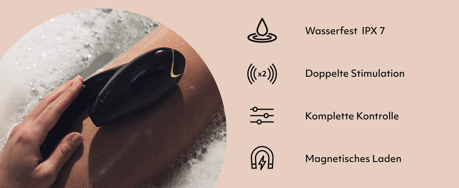 Вібратор Womanizer InsideOut для жінок - стимулятор клітора з функцією імпульсу, Rabbit, 12 рівнів інтенсивності, чорний/золотий