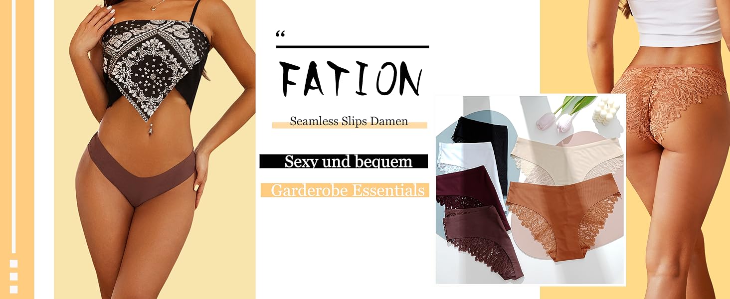 Набір трусиків FINETOO з 6 шт. - безшовні, мереживні, з низькою талією, S-XL